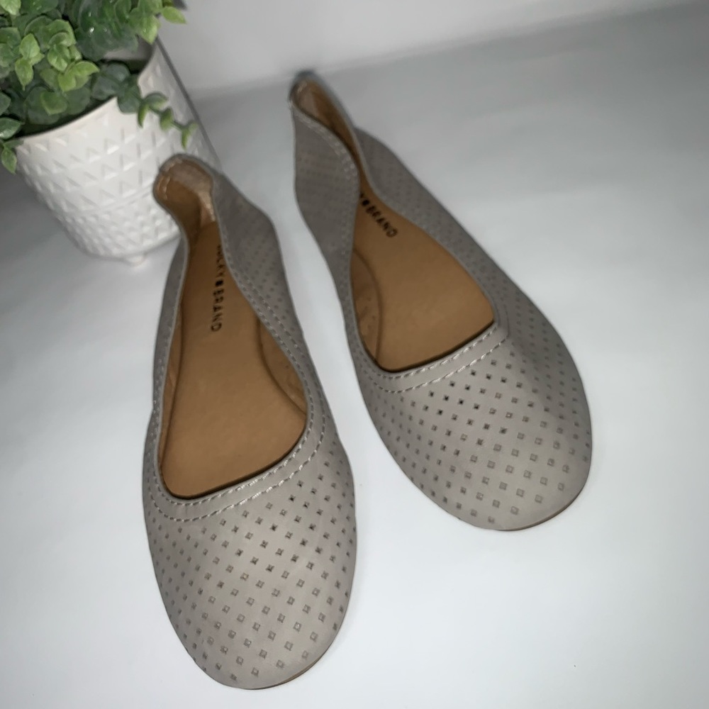 Lucky Brand Gray Leather Flats
